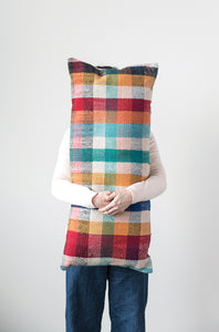 36"L x 16"H Woven Madras Plaid Lumbar Pillow, Multi Color