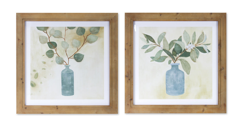 Foliage Print (Set of 2) 23.5" x 23.5"H Wood/Glass