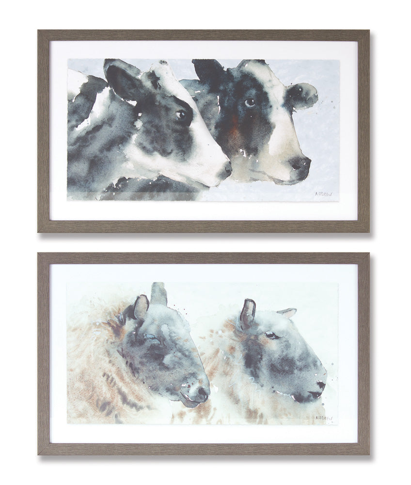 Cow And Sheep Print (Set of 2) 18.25" x 11.25"H Plastic/Paper