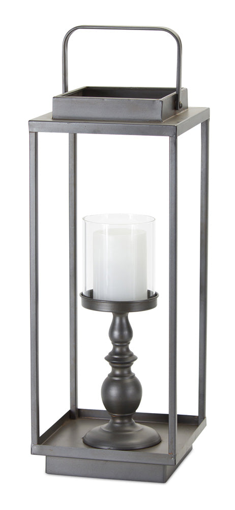 Candle Holder 8"W x 20.25"H Iron/Glass