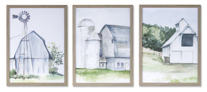 Framed Farm Print (Set of 3) 11.5" x 11.5"H Plastic/MDF