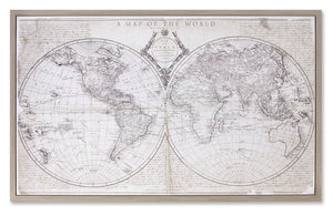 Framed World Map 31" x 19"H Plastic/MDF