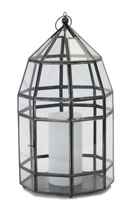 Lantern 8" x 15"H Glass/Iron