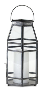 Lantern 6" x 12"H Glass/Iron