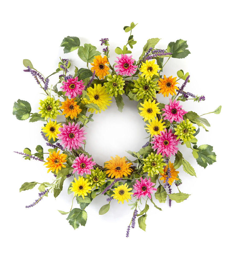Gerbera Daisy Wreath 20"D Polyester