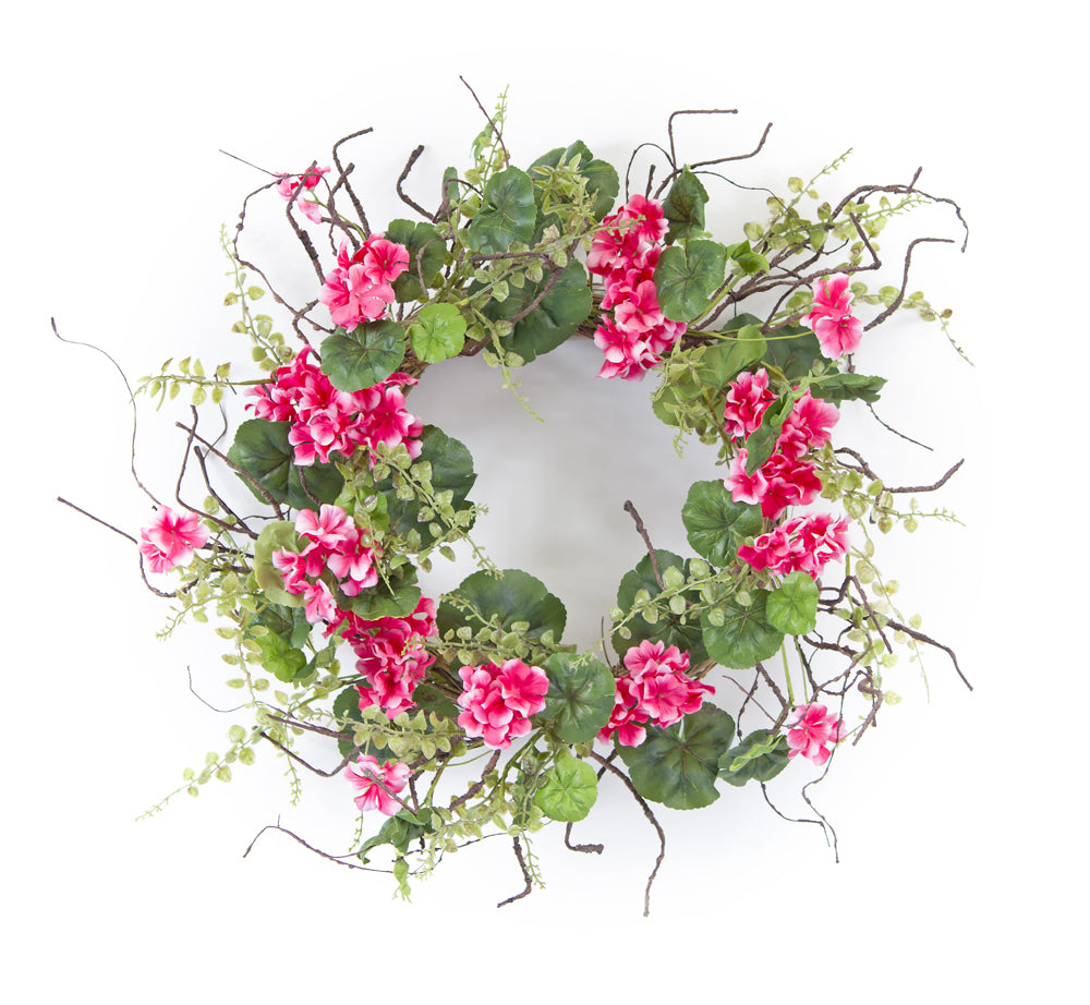 Geranium Wreath 19"D Polyester