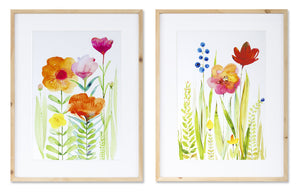 Floral Watercolor (Set of 2) 15.25" x 19.75"H Wood/MDF