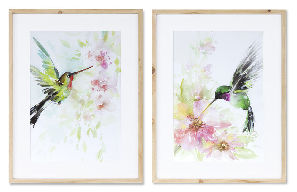 Hummingbird Watercolor (Set of 2) 15.25" x 19.75"H Wood/MDF