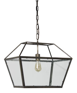 Hanging Lamp 19.5" x 17"H Iron/Glass