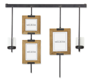 Wall Frame with Candle Holder 28.5" x 28"H Iron/Wood