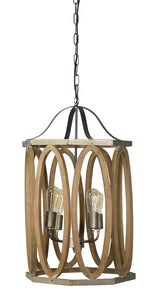 Hanging Lamp 16" x 21.5"H Wood/Iron