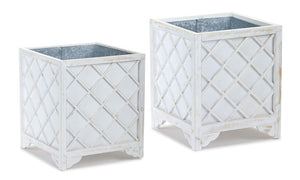 Container (Set of 2) 14.75" x 17.5"H, 18.75" x 21.5"H Zinc/Wood