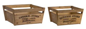 Crate (Set of 2) 16.75" x 8.75"H, 19" x 9.25"H Wood