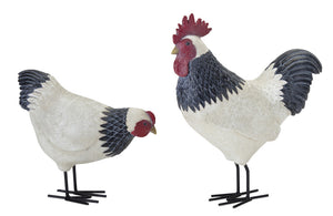 Chicken (Set of 2) 8"H, 12"H Resin/Metal
