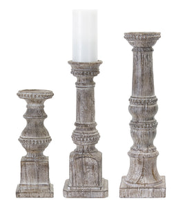 Candle Holder (Set of 3) 12"H, 16"H, 19"H Resin/Stone Powder