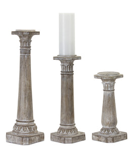 Candle Holder (Set of 3) 11"H, 16"H, 21"H Resin/Stone Powder