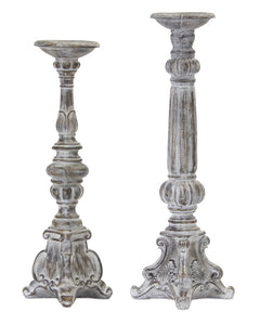 Candle Holder (Set of 2) 20"H, 22.5"H Resin/Stone Powder