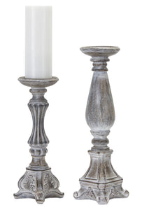 Candle Holder (Set of 2) 14"H, 17.75"H Resin/Stone Powder