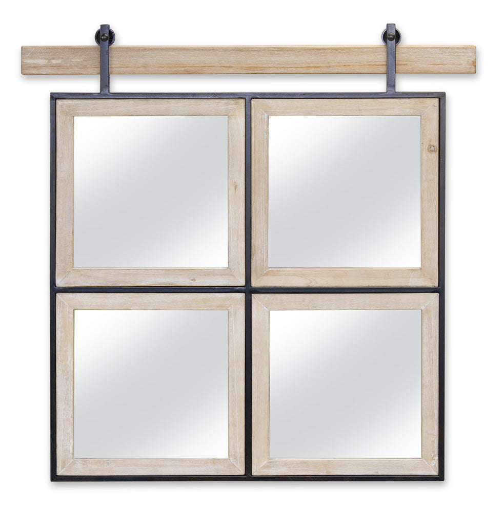 Wall Mirror (4 Panels) 30.5"L x 30.5"H Iron/Fir Wood/MDF