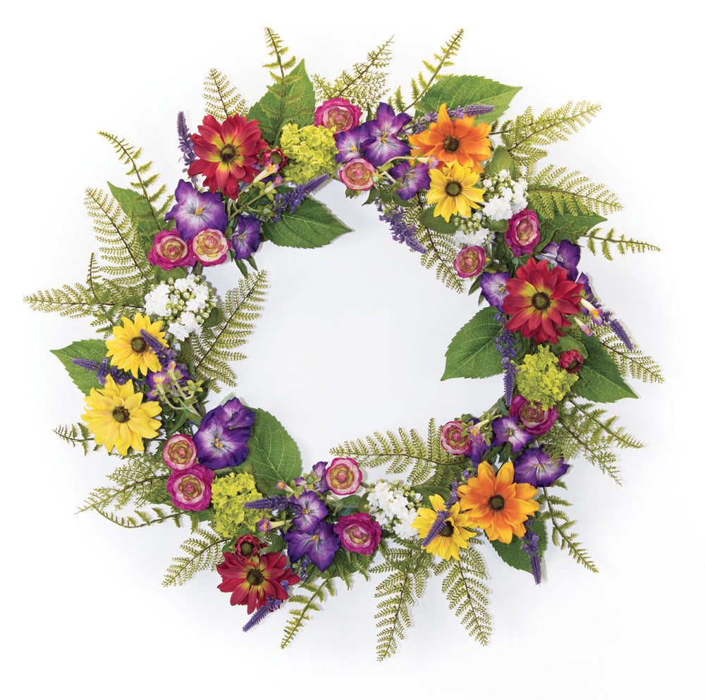 Mixed Floral Wreath 29"D Polyester
