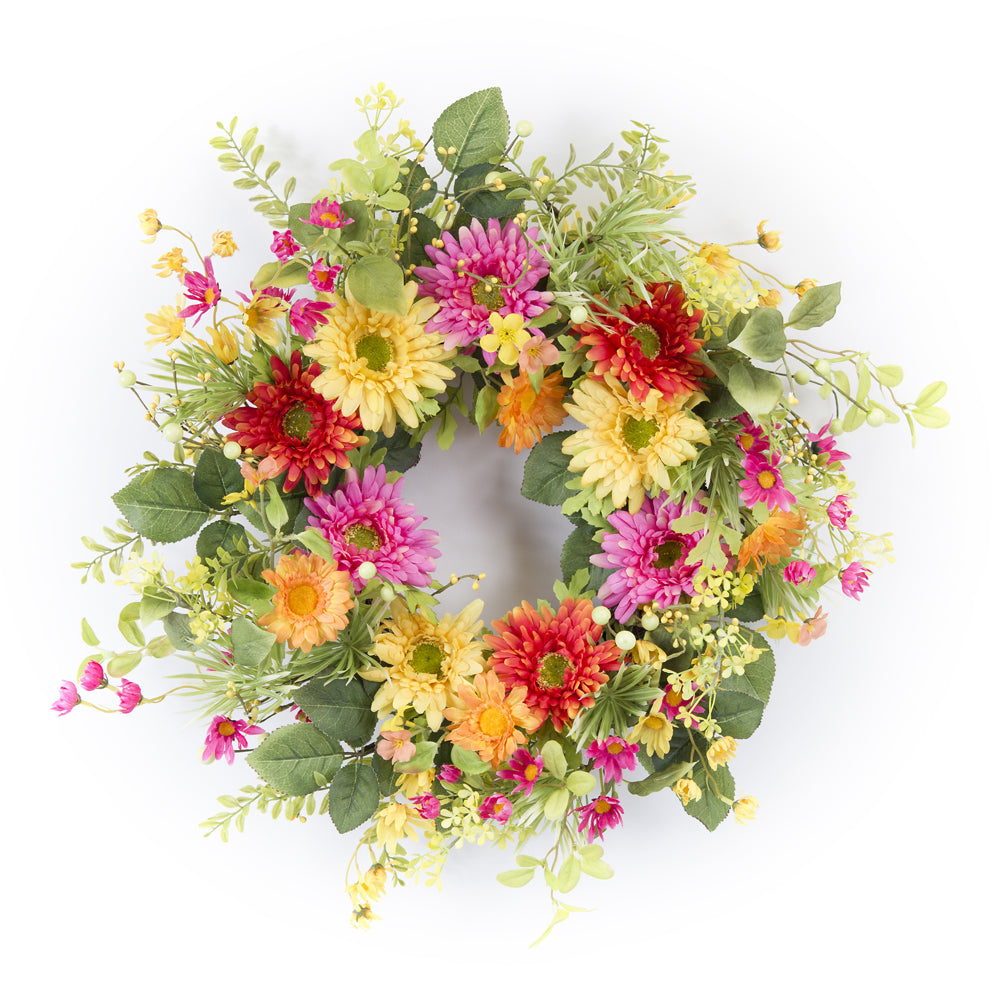 Gerbera Daisy Wreath 18"D Polyester/Foam