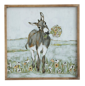 20" Square Wood Framed Canvas Wall Décor w/ Donkey ©