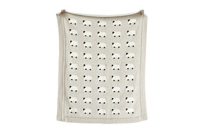 40"L x 32"W Cotton Knit Baby Blanket w/ Sheep, Grey