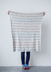 40"L x 32"W Cotton Knit Baby Blanket w/ Alphabet, Multi Color