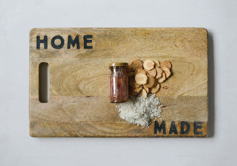 18"L x 11"W Mango Wood Cheese/Cutting Board "Home Made"