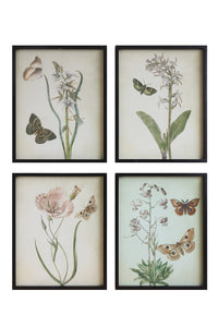 19"W x 23-1/2"H Wood Framed Wall Décor w/ Flowers & Butterflies, 4 Styles