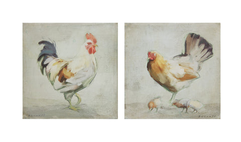 16" Square Canvas Wall Décor w/ Chicken, 2 Styles ©