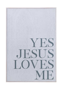 16-1/4"W x 24-1/4"H Wood Framed Wall Décor "Yes Jesus Loves Me"