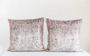 24" Square Cotton Distressed Print Pillow, Multi Color