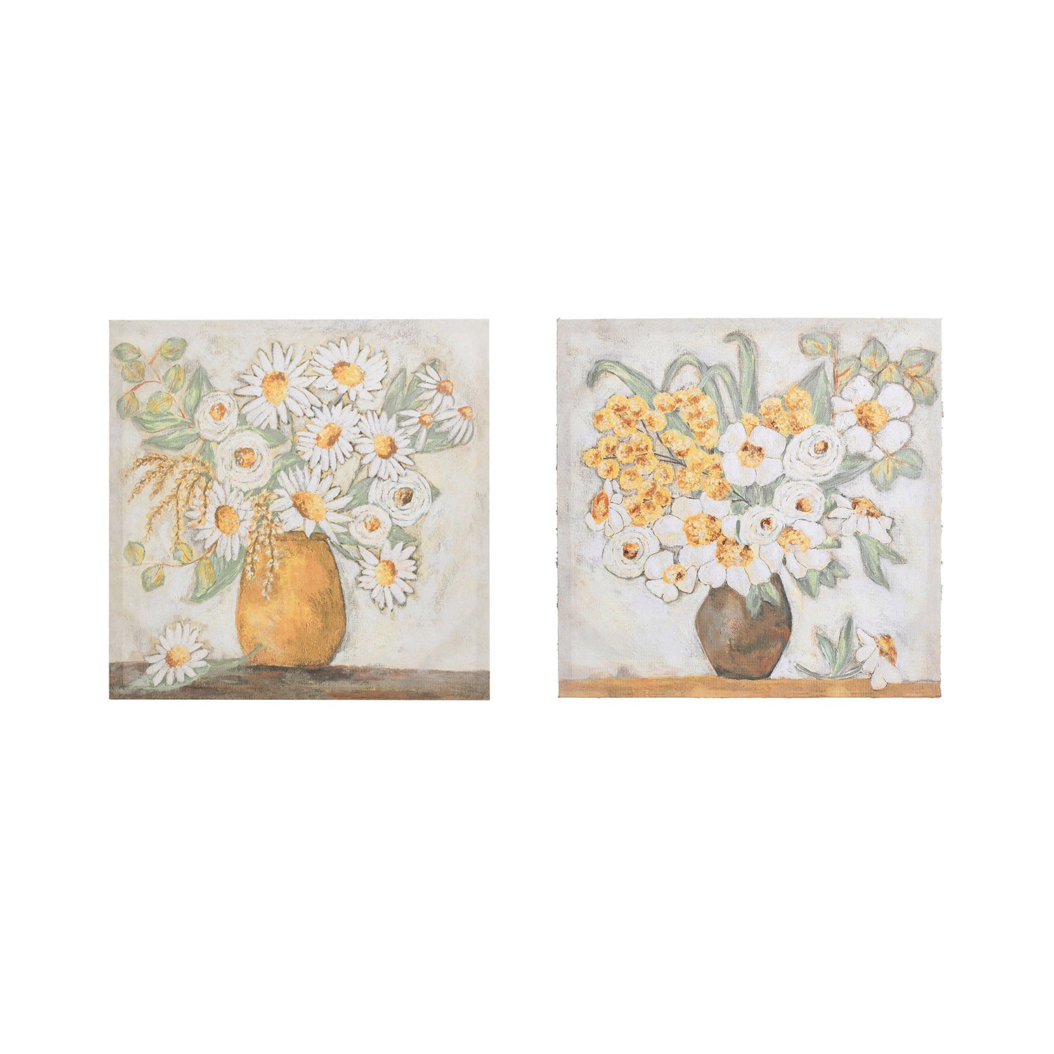 20" Square Canvas Wall Décor w/ Flowers in Vase, 2 Styles ©